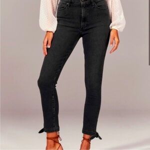 Abercrombie Black High Rise Super Skinny Jeans Bow Ankle Tie 28